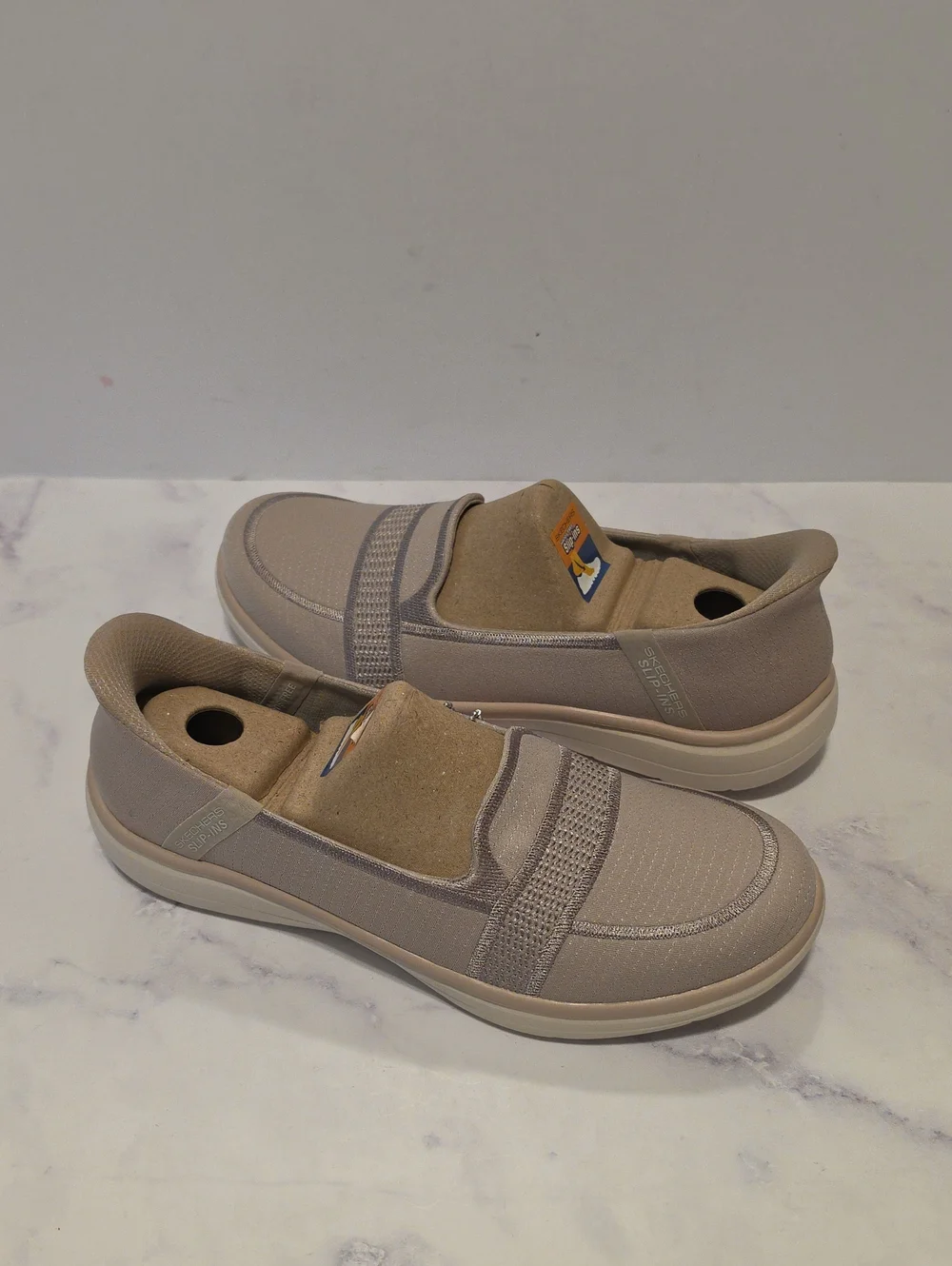 Skechers Slip-On Casual Shoes  in Taupe Air Cooled  Goga Mat Brand New